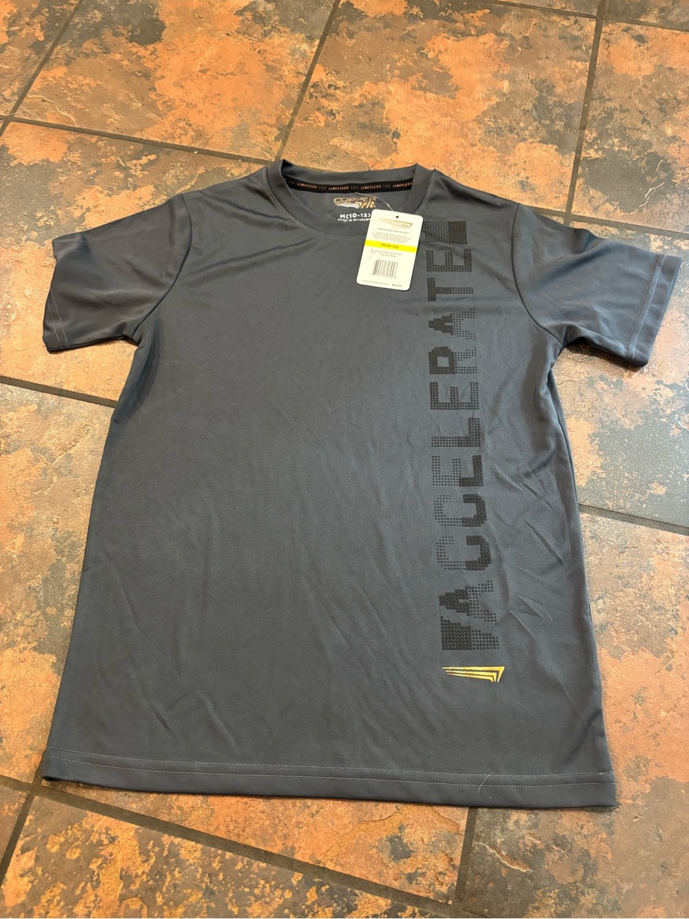 🩵Copper fit Boys' Short Sleeve Active Tee in Charcoal